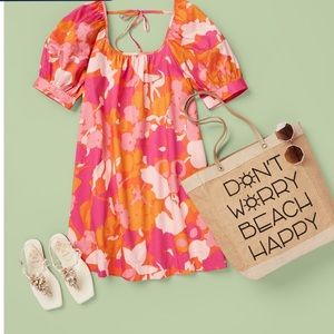 Free Assembly Floral Puff Sleeve Square Neck  Dress size XL